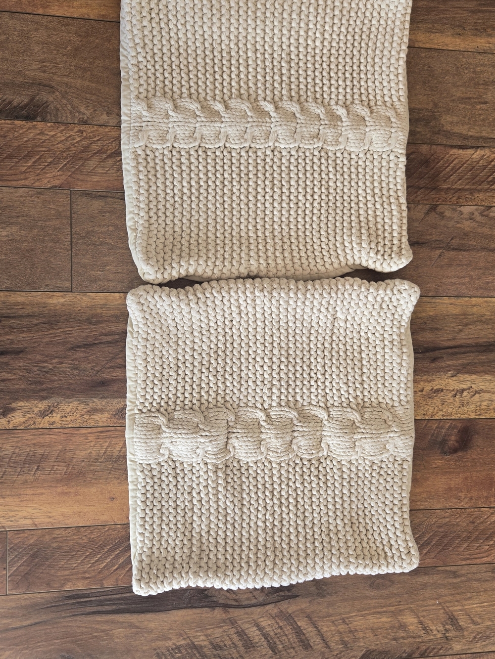 Pottery Barn Cream Cable-Knit Throw Pillow Covers - Set of 2
